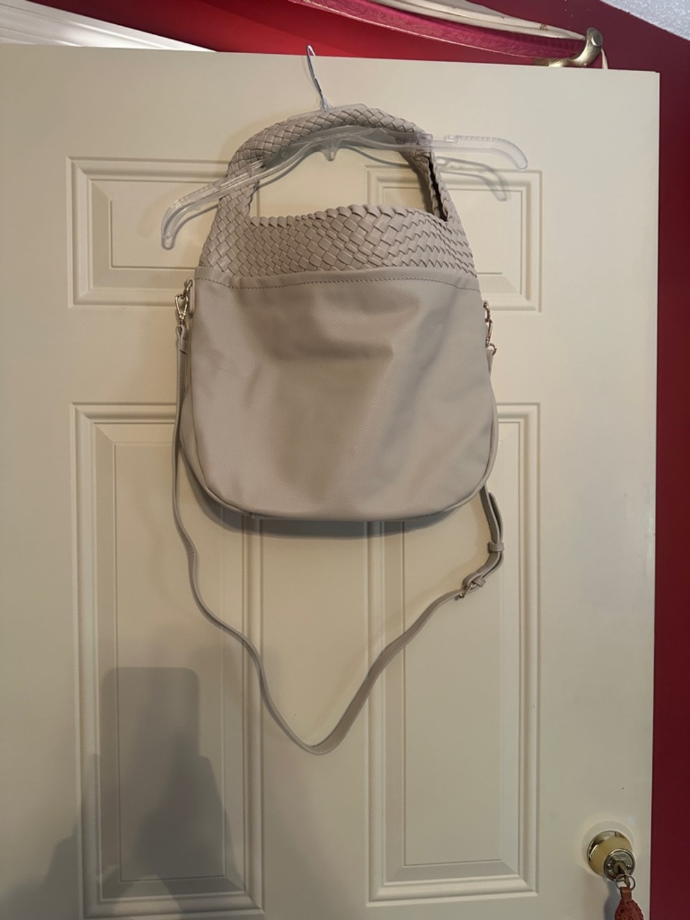 Woven Top Handle Cream Shoulder Bag. NWT